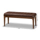 Baxton Studio Walsh Mid-Century Modern Dark Brown Leather-Effect Polyester Fabric Upholstered and Walnut Brown Finished Wood Dining Bench
