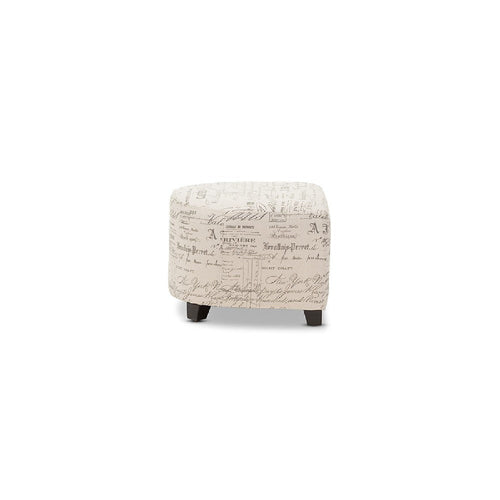 Baxton Studio Benson French Script Patterned Fabric Club Chair and Ottoman Set