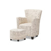 Baxton Studio Benson French Script Patterned Fabric Club Chair and Ottoman Set WHI-WS-0710-Beige-L277
