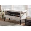 Baxton Studio Avignon Script-Patterned French Laundry Fabric Storage Ottoman Bench