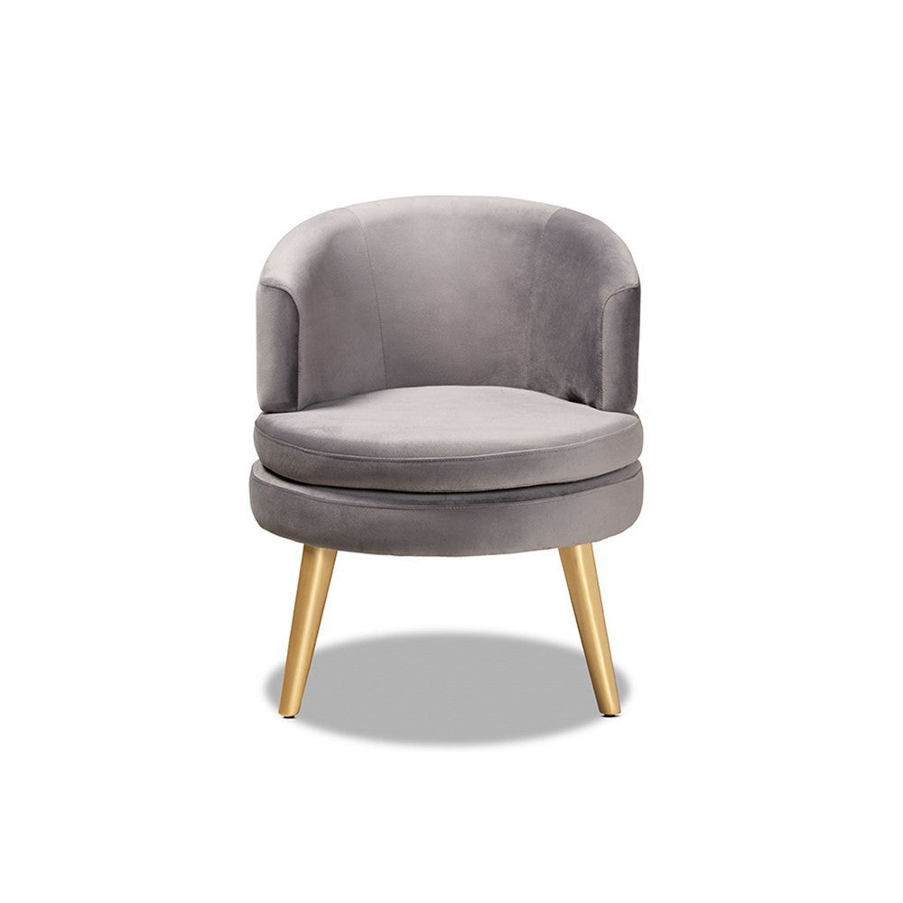Baxton Studio Baptiste Glam and Luxe Grey Velvet Fabric Upholstered and Gold Finished Wood Accent Chair