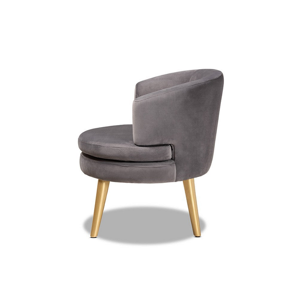 Baxton Studio Baptiste Glam and Luxe Grey Velvet Fabric Upholstered and Gold Finished Wood Accent Chair