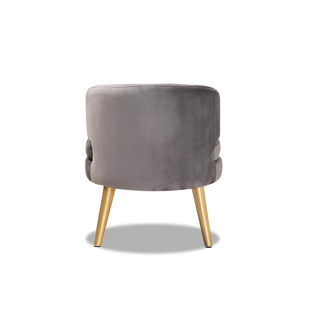Baxton Studio Baptiste Glam and Luxe Grey Velvet Fabric Upholstered and Gold Finished Wood Accent Chair