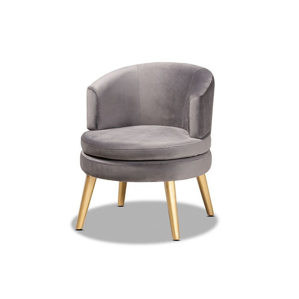 Baxton Studio Baptiste Glam and Luxe Grey Velvet Fabric Upholstered and Gold Finished Wood Accent Chair