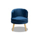 Baxton Studio Baptiste Glam and Luxe Navy Blue Velvet Fabric Upholstered and Gold Finished Wood Accent Chair