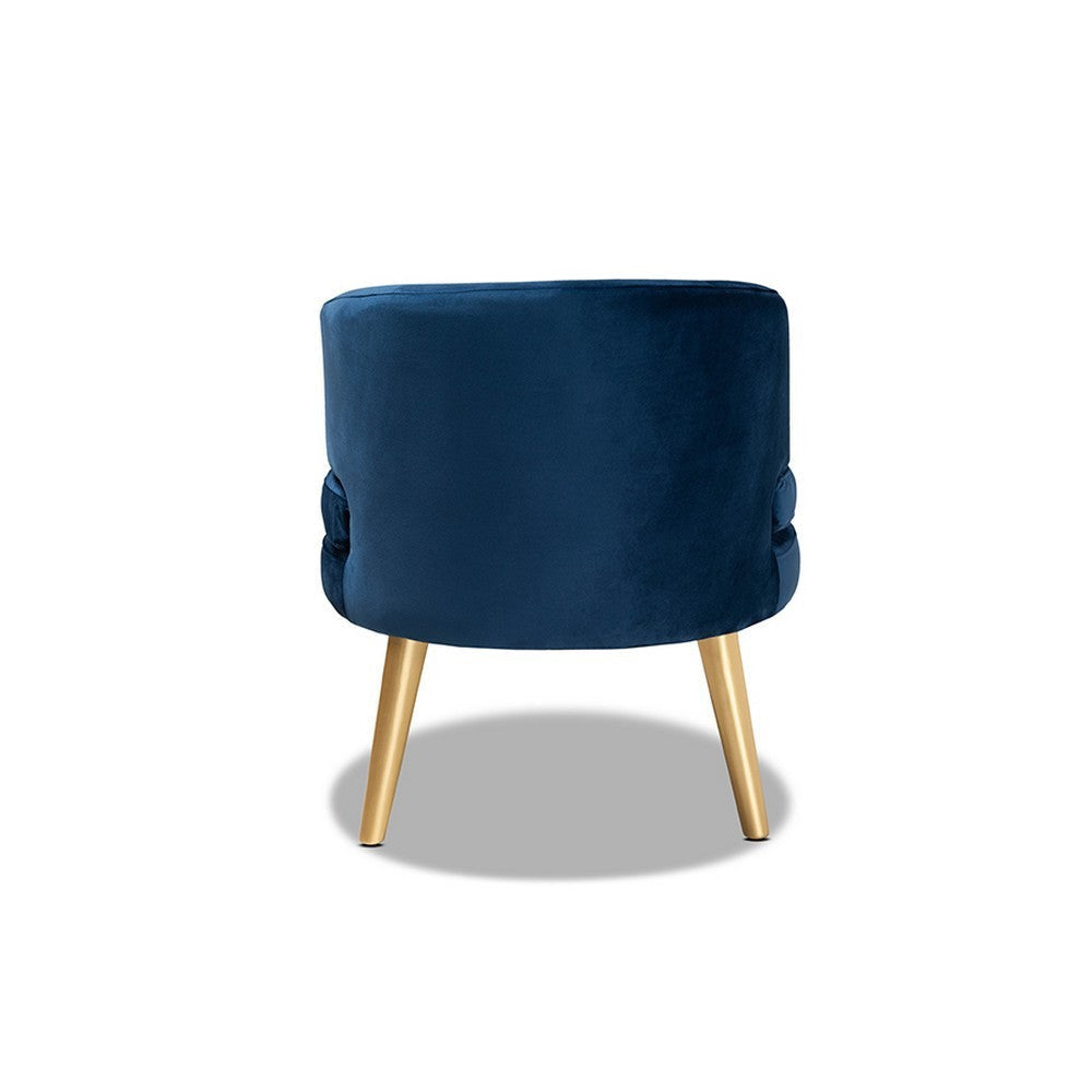 Baxton Studio Baptiste Glam and Luxe Navy Blue Velvet Fabric Upholstered and Gold Finished Wood Accent Chair