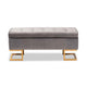 Baxton Studio Ellery Luxe and Glam Grey Velvet Fabric Upholstered and Gold Finished Metal Storage Ottoman WHI-WS-14115-Grey-Velvet-Gold-Otto