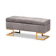 Baxton Studio Ellery Luxe and Glam Grey Velvet Fabric Upholstered and Gold Finished Metal Storage Ottoman WHI-WS-14115-Grey-Velvet-Gold-Otto