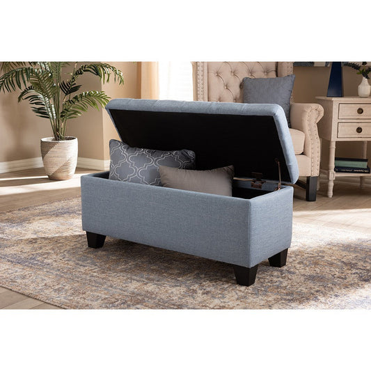 Baxton Studio Fera Modern and Contemporary Light Blue Fabric Upholstered Storage Ottoman