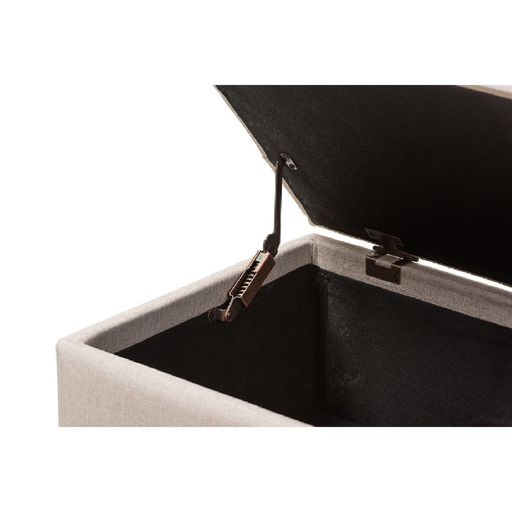 Baxton Studio Michaela Modern and Contemporary Beige Fabric Upholstered Storage Ottoman