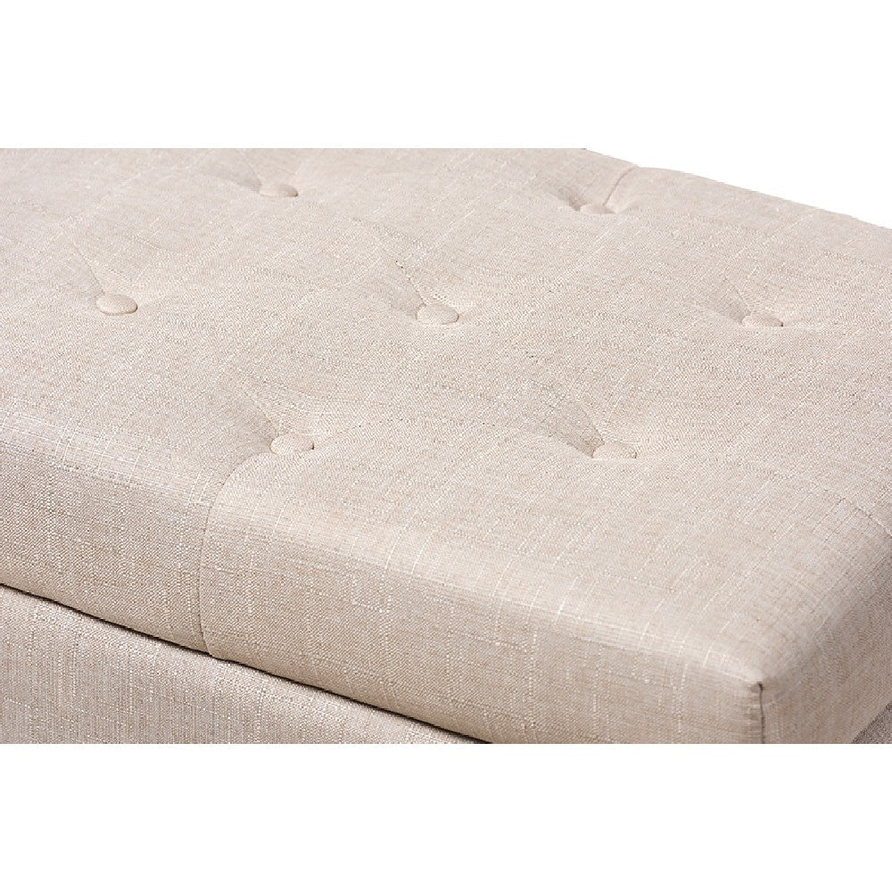 Baxton Studio Michaela Modern and Contemporary Beige Fabric Upholstered Storage Ottoman