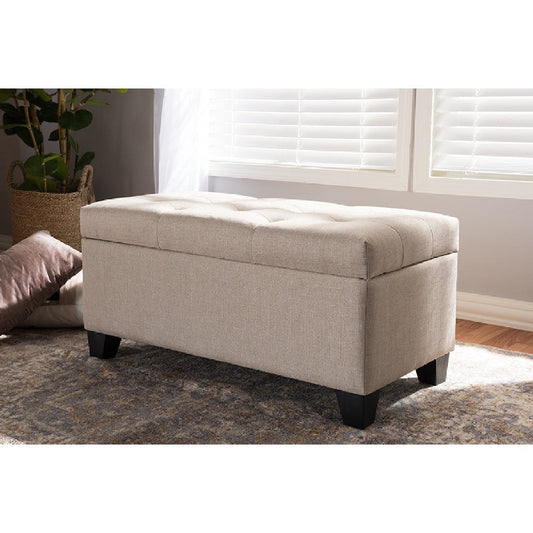 Baxton Studio Michaela Modern and Contemporary Beige Fabric Upholstered Storage Ottoman