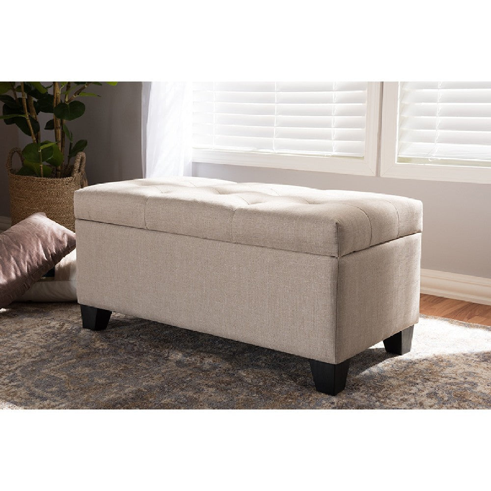 Baxton Studio Michaela Modern and Contemporary Beige Fabric Upholstered Storage Ottoman