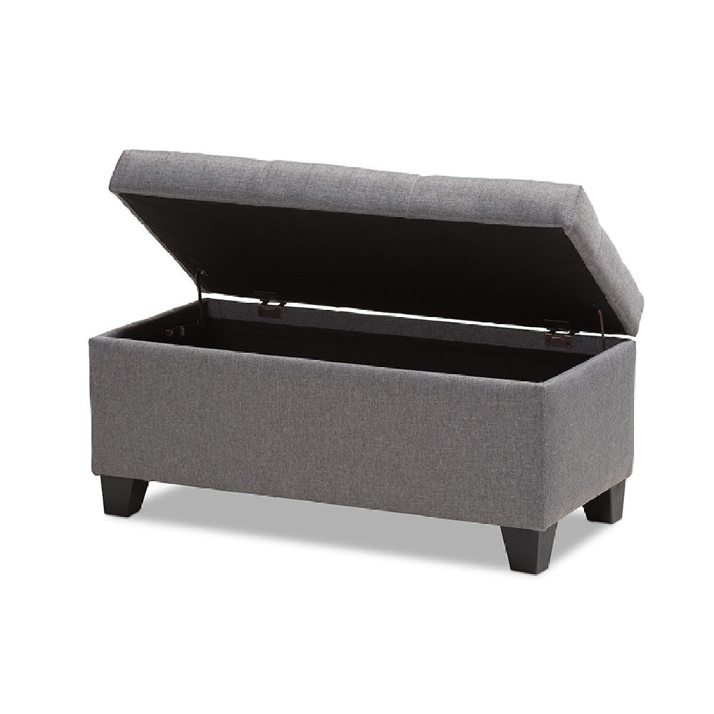 Baxton Studio Michaela Modern and Contemporary Grey Fabric Upholstered Storage Ottoman