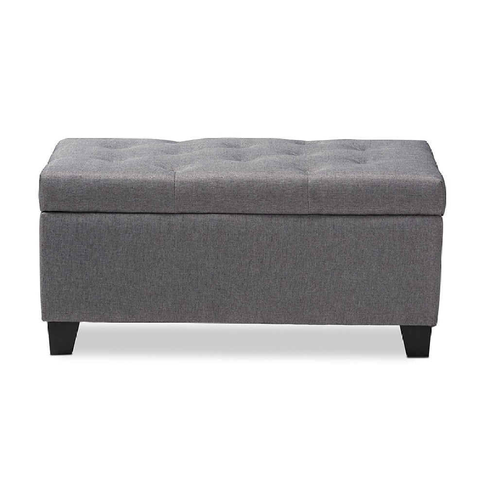 Baxton Studio Michaela Modern and Contemporary Grey Fabric Upholstered Storage Ottoman