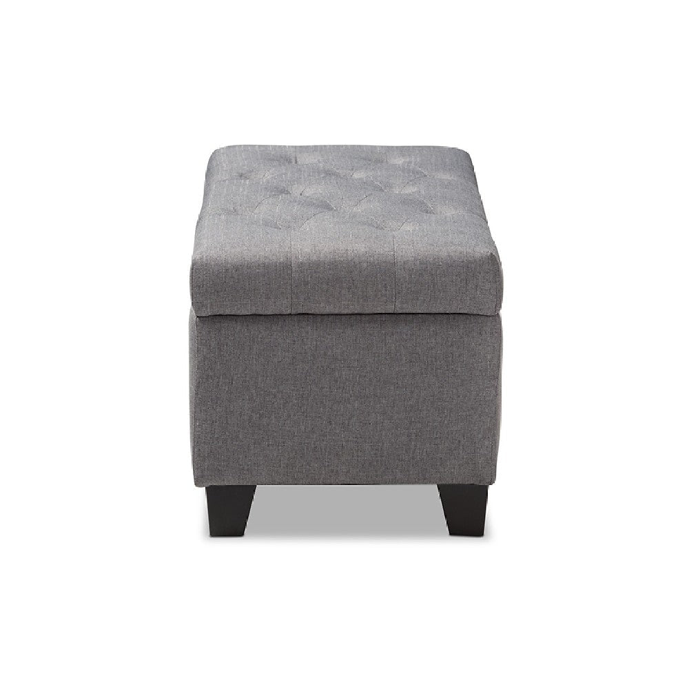 Baxton Studio Michaela Modern and Contemporary Grey Fabric Upholstered Storage Ottoman