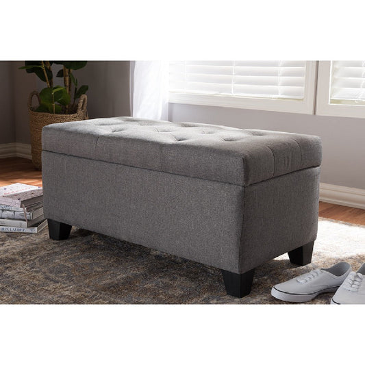 Baxton Studio Michaela Modern and Contemporary Grey Fabric Upholstered Storage Ottoman