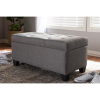 Baxton Studio Michaela Modern and Contemporary Grey Fabric Upholstered Storage Ottoman