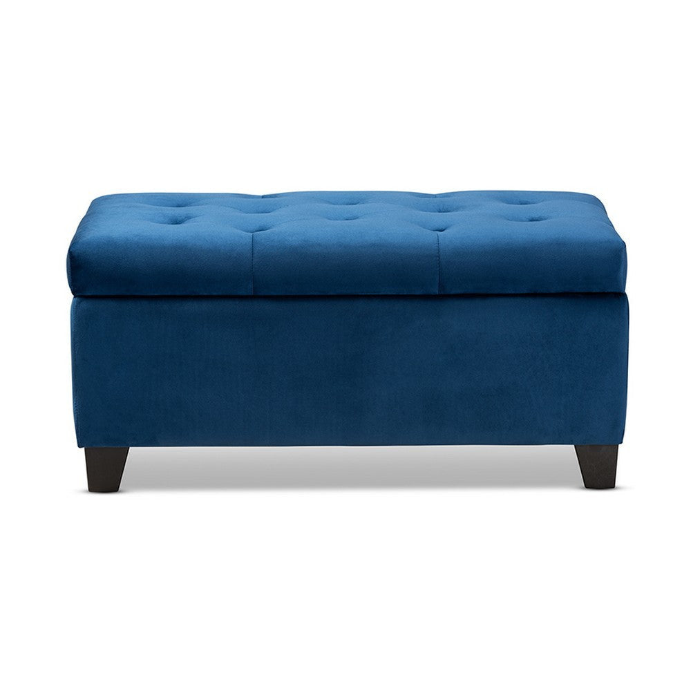 Baxton Studio Michaela Modern and Contemporary Navy Blue Velvet Fabric Upholstered Storage Ottoman