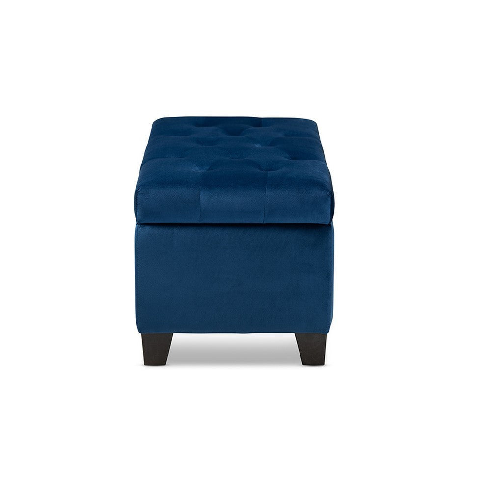 Baxton Studio Michaela Modern and Contemporary Navy Blue Velvet Fabric Upholstered Storage Ottoman