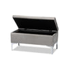 Baxton Studio Mabel Modern and Contemporary Transitional Grey Velvet Fabric Upholstered Silver Finished Storage Ottoman