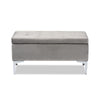 Baxton Studio Mabel Modern and Contemporary Transitional Grey Velvet Fabric Upholstered Silver Finished Storage Ottoman