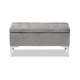 Baxton Studio Mabel Modern and Contemporary Transitional Grey Velvet Fabric Upholstered Silver Finished Storage Ottoman