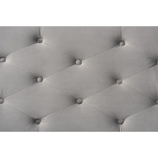 Baxton Studio Mabel Modern and Contemporary Transitional Grey Velvet Fabric Upholstered Silver Finished Storage Ottoman