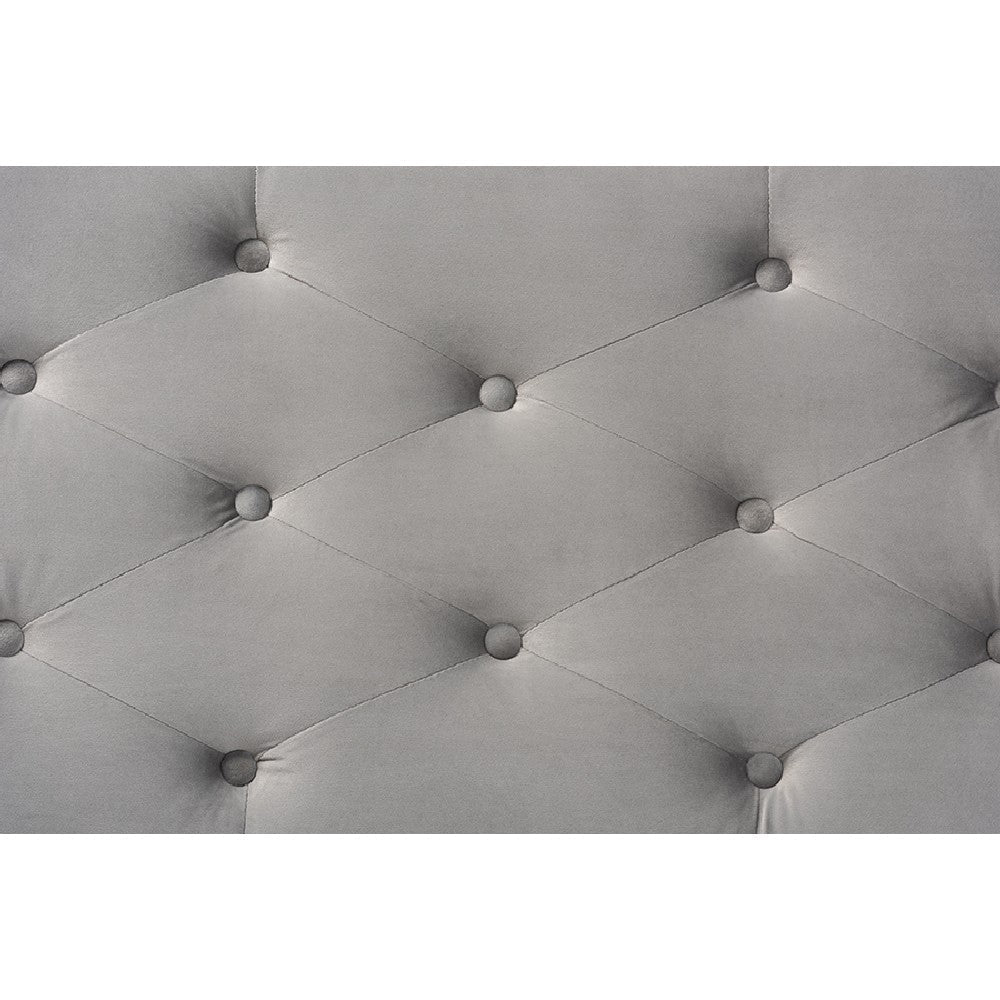 Baxton Studio Mabel Modern and Contemporary Transitional Grey Velvet Fabric Upholstered Silver Finished Storage Ottoman