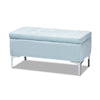 Baxton Studio Mabel Modern and Contemporary Transitional Light Blue Velvet Fabric Upholstered Silver Finished Storage Ottoman