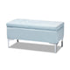 Baxton Studio Mabel Modern and Contemporary Transitional Light Blue Velvet Fabric Upholstered Silver Finished Storage Ottoman