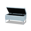 Baxton Studio Mabel Modern and Contemporary Transitional Light Blue Velvet Fabric Upholstered Silver Finished Storage Ottoman