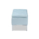 Baxton Studio Mabel Modern and Contemporary Transitional Light Blue Velvet Fabric Upholstered Silver Finished Storage Ottoman