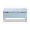 Baxton Studio Mabel Modern and Contemporary Transitional Light Blue Velvet Fabric Upholstered Silver Finished Storage Ottoman