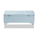 Baxton Studio Mabel Modern and Contemporary Transitional Light Blue Velvet Fabric Upholstered Silver Finished Storage Ottoman