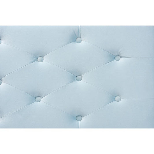 Baxton Studio Mabel Modern and Contemporary Transitional Light Blue Velvet Fabric Upholstered Silver Finished Storage Ottoman