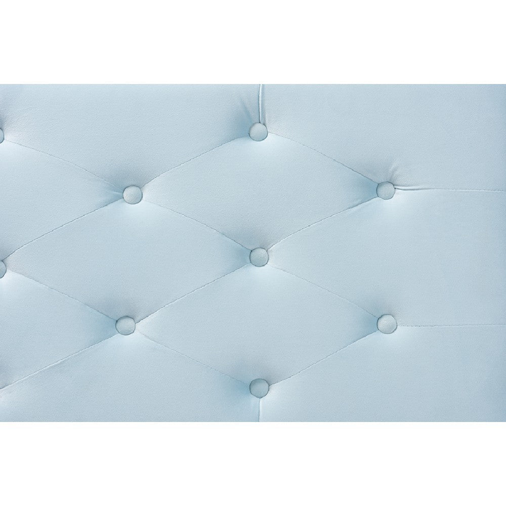 Baxton Studio Mabel Modern and Contemporary Transitional Light Blue Velvet Fabric Upholstered Silver Finished Storage Ottoman