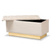 Baxton Studio Powell Glam and Luxe Beige Velvet Fabric Upholstered and Gold PU Leather Storage Ottoman