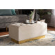 Baxton Studio Powell Glam and Luxe Beige Velvet Fabric Upholstered and Gold PU Leather Storage Ottoman