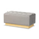 Baxton Studio Powell Glam and Luxe Grey Velvet Fabric Upholstered and Gold PU Leather Storage Ottoman