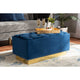 Baxton Studio Powell Glam and Luxe Navy Blue Velvet Fabric Upholstered and Gold PU Leather Storage Ottoman