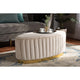 Baxton Studio Kirana Glam and Luxe Beige Velvet Fabric Upholstered and Gold PU Leather Ottoman