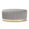 Baxton Studio Kirana Glam and Luxe Grey Velvet Fabric Upholstered and Gold PU Leather Ottoman WHI-WS-20352-Grey-Velvet-Gold-Otto