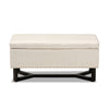 Baxton Studio Esther Modern and Contemporary Beige Velvet Fabric Upholstered and Dark Brown Finished Wood Storage Ottoman