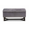 Baxton Studio Esther Modern and Contemporary Grey Velvet Fabric Upholstered and Dark Brown Finished Wood Storage Ottoman