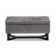 Baxton Studio Esther Modern and Contemporary Grey Velvet Fabric Upholstered and Dark Brown Finished Wood Storage Ottoman