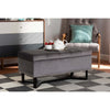 Baxton Studio Esther Modern and Contemporary Grey Velvet Fabric Upholstered and Dark Brown Finished Wood Storage Ottoman