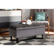 Baxton Studio Esther Modern and Contemporary Grey Velvet Fabric Upholstered and Dark Brown Finished Wood Storage Ottoman