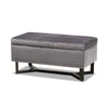 Baxton Studio Esther Modern and Contemporary Grey Velvet Fabric Upholstered and Dark Brown Finished Wood Storage Ottoman