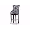 Baxton Studio Peace Modern and Contemporary Zebra-print Patterned Fabric Upholstered Bar Stool with Metal Footrest WHI-WS-2075-Zebra